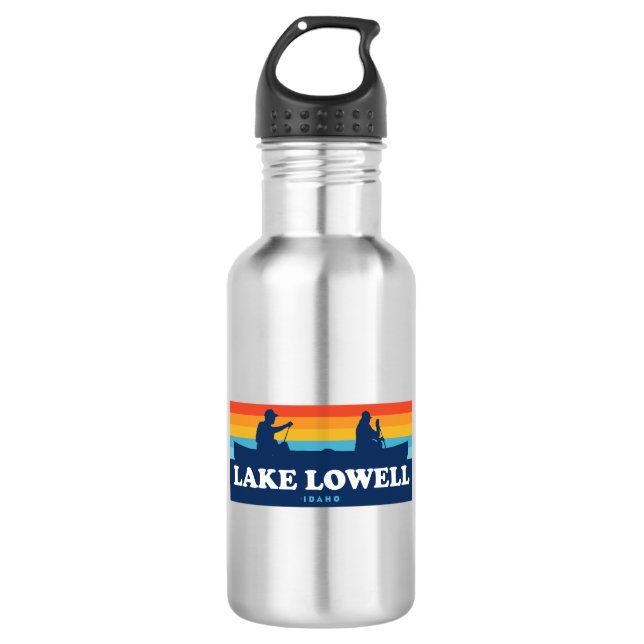 Lake Lowell Idaho Canoe Stainless Steel Water Bottle (Front)