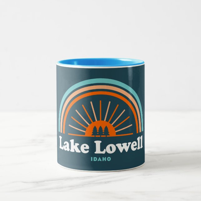 Lake Lowell Idaho Rainbow Two-Tone Coffee Mug (Center)