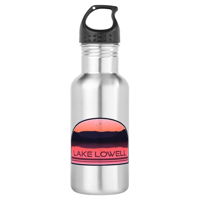 Lake Lowell Idaho Red Sunrise Stainless Steel Water Bottle (Front)