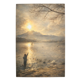 Lake Lucerne Switzerland Seagulls Fine Art Metal