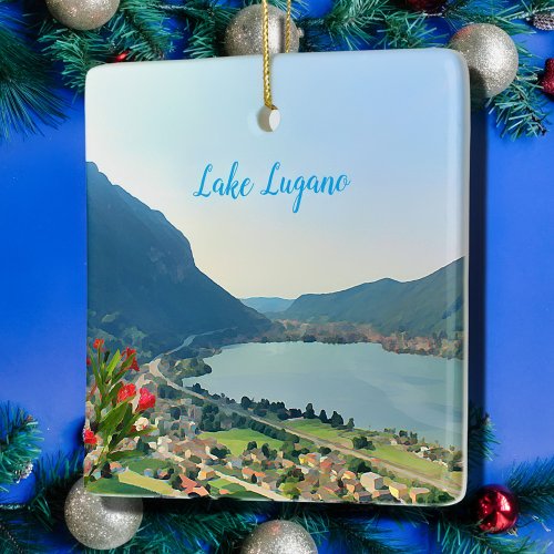 Lake Lugano  _ painting Ceramic Ornament