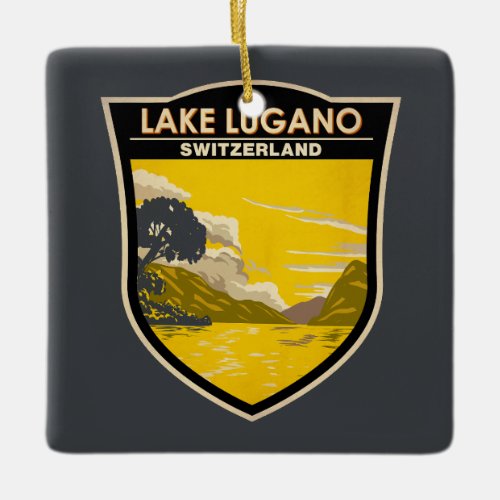 Lake Lugano Switzerland Travel Art Vintage Ceramic Ornament