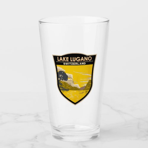 Lake Lugano Switzerland Travel Art Vintage Glass