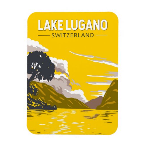 Lake Lugano Switzerland Travel Art Vintage Magnet