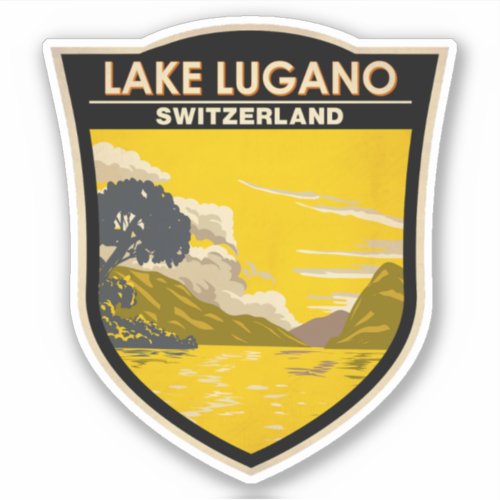 Lake Lugano Switzerland Travel Art Vintage Sticker