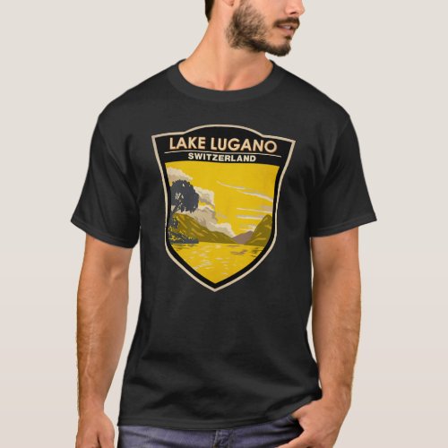 Lake Lugano Switzerland Travel Art Vintage T_Shirt