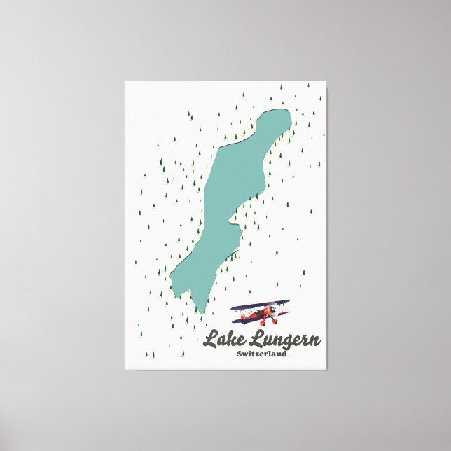 Lake Lungern Switzerland map Canvas Print (Front)