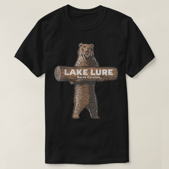 Lake Lure North Carolina NC Growling Bear Vacation T-Shirt (Design Front)