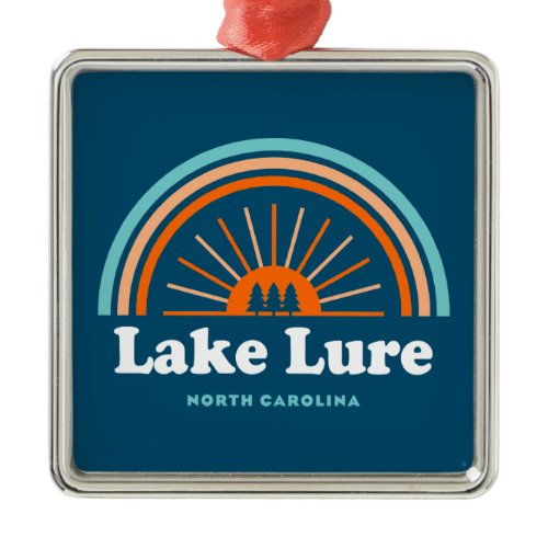 Lake Lure North Carolina Rainbow Metal Ornament