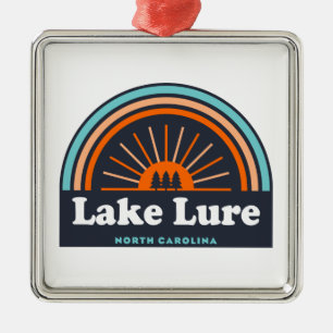 Lake Lure North Carolina Rainbow Metal Ornament