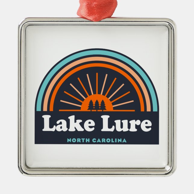 Lake Lure North Carolina Rainbow Metal Ornament (Front)
