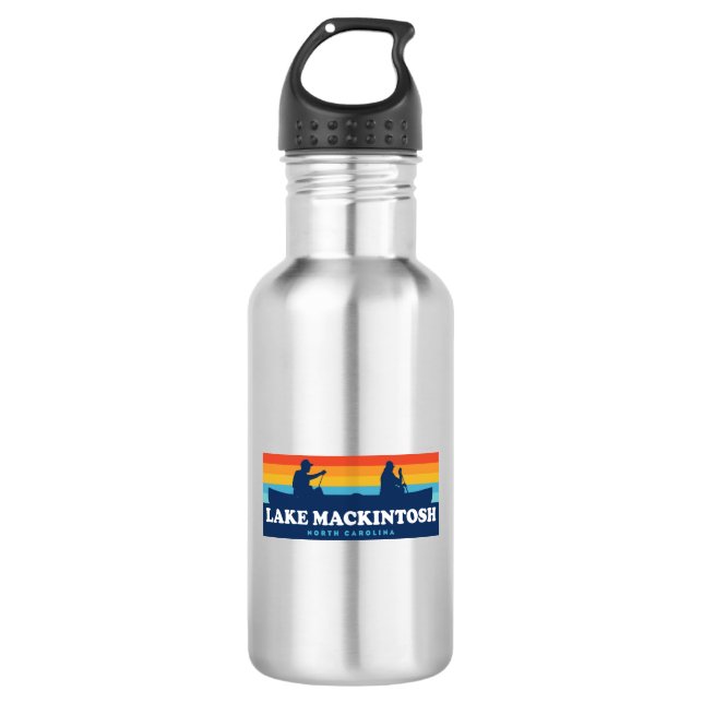 Lake Mackintosh North Carolina Canoe Stainless Steel Water Bottle (Front)