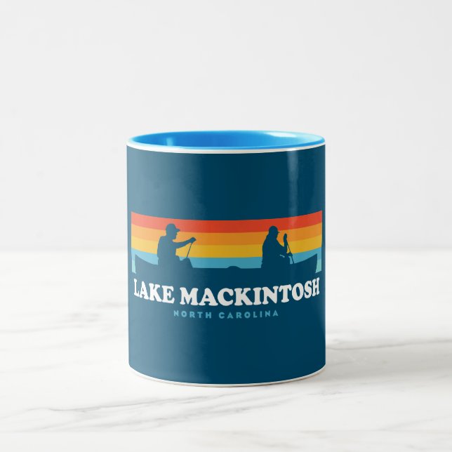 Lake Mackintosh North Carolina Canoe Two-Tone Coffee Mug (Center)