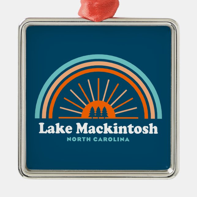 Lake Mackintosh North Carolina Rainbow Metal Ornament (Front)