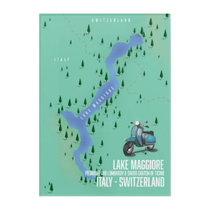 Lake Maggiore Italy - Switzerland map Acrylic Print