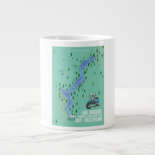Lake Maggiore Italy - Switzerland map Giant Coffee Mug