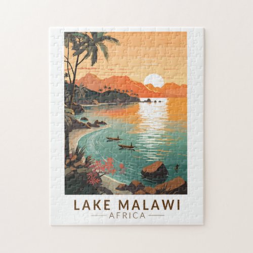 Lake Malawi Africa Sunset Travel Art Vintage Jigsaw Puzzle