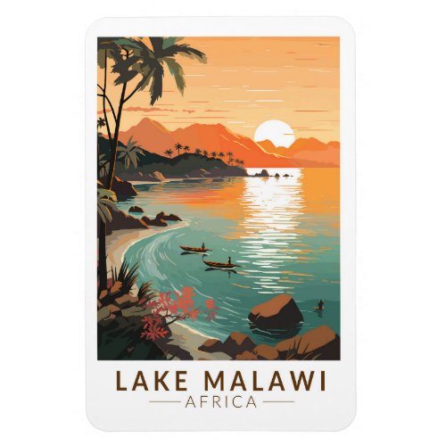 Lake Malawi Africa Sunset Travel Art Vintage Magnet