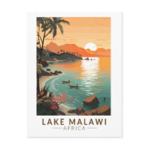 Lake Malawi Africa Sunset Travel Art Vintage Postcard