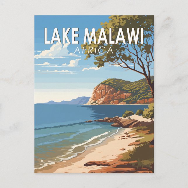 Lake Malawi Africa Travel Art Vintage Postcard (Front)