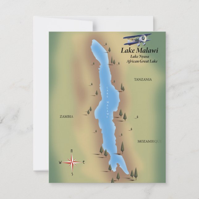 Lake Malawi,travel poster map print (Front)