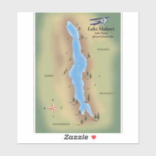 Lake Malawi,travel poster map print Sticker