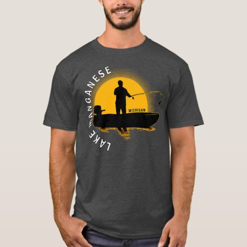 Lake Manganese Fishing Michigan Sunrise T_Shirt