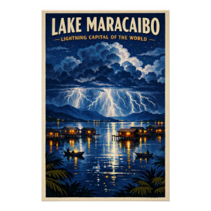 Lake Maracaibo, Venezuela, in a classic retro  Poster