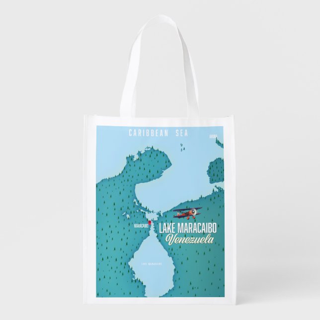 Lake Maracaibo, Venezuela map navigation. Grocery Bag (Front)
