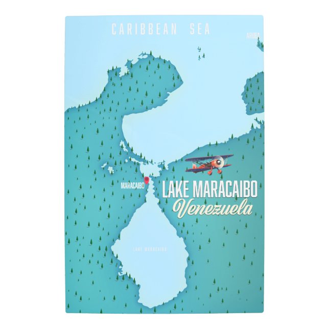 Lake Maracaibo, Venezuela map navigation. Metal Print (Front)