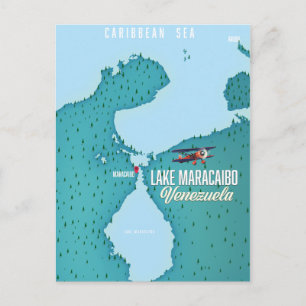 Lake Maracaibo, Venezuela map navigation. Postcard