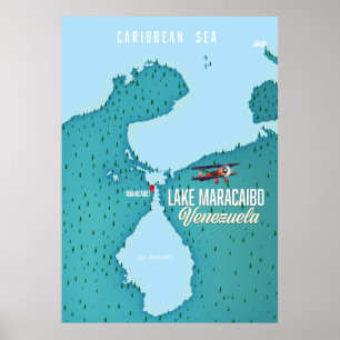Lake Maracaibo, Venezuela map navigation. Poster