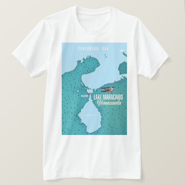 Lake Maracaibo, Venezuela map navigation. T-Shirt (Design Front)