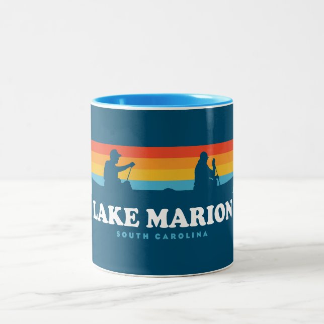 Lake Marion South Carolina Canoe Two-Tone Coffee Mug (Center)