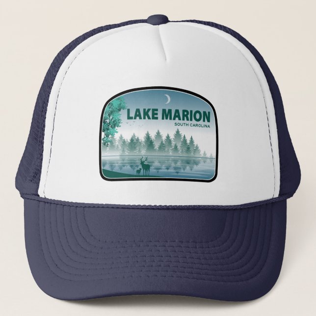 Lake Marion South Carolina Deer Trucker Hat (Front)