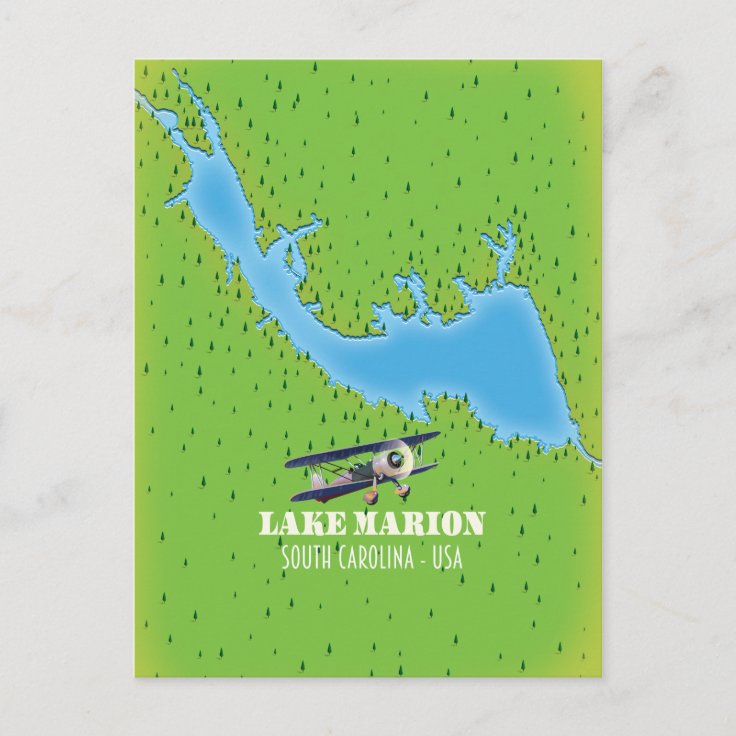 Lake marion south carolina map postcard Zazzle