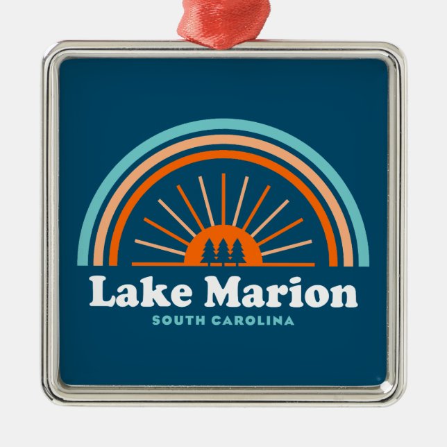 Lake Marion South Carolina Rainbow Metal Ornament (Front)