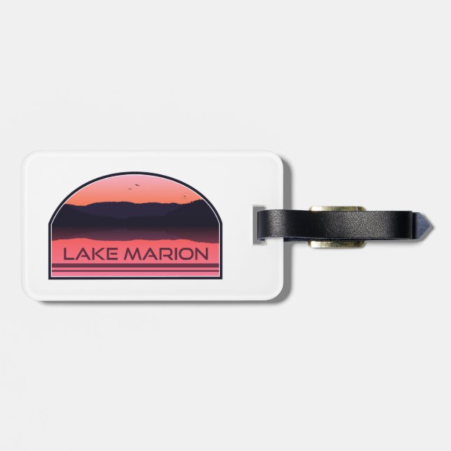 Lake Marion South Carolina Red Sunrise Luggage Tag (Back Horizontal)