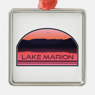 Lake Marion South Carolina Red Sunrise Metal Ornament