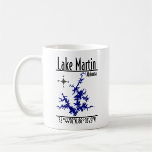 Lake Martin Alabama Blue Nautical Map Coffee Mug