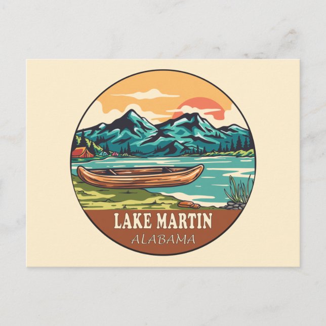 Lake Martin Alabama Boating Fishing Emblem Postcard (Front)