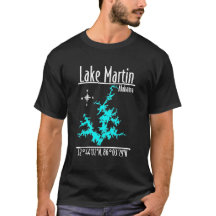 Lake Martin Alabama Nautical Map Coordinates Shirt