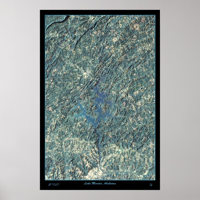 Lake Martin, Alabama satellite print poster photo  (Front)