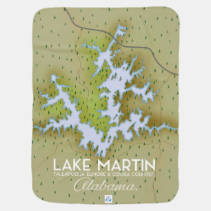 Lake Martin Alabama Travel poster map. Baby Blanket