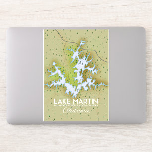 Lake Martin Alabama Travel poster map. Sticker