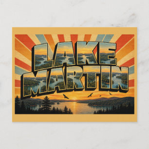 Lake Martin Alabama Wooded Shoreline Vintage Art Postcard