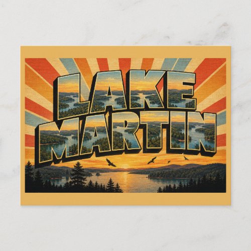 Lake Martin Alabama Wooded Shoreline Vintage Art Postcard