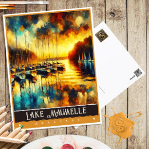 Lake Maumelle, Arkansas Vintage Painting Postcard
