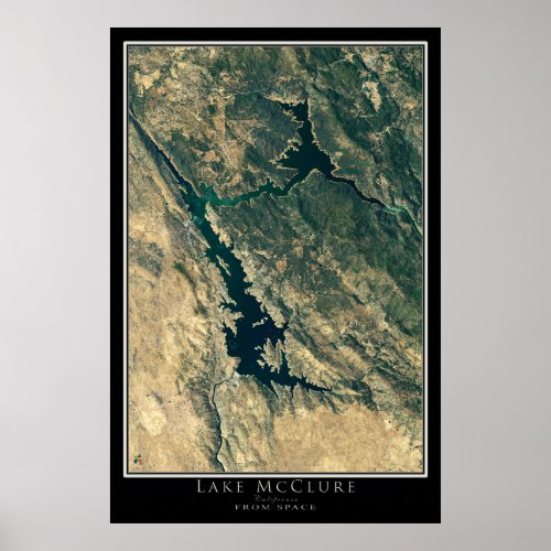 Lake McClure California Satellite Poster Map