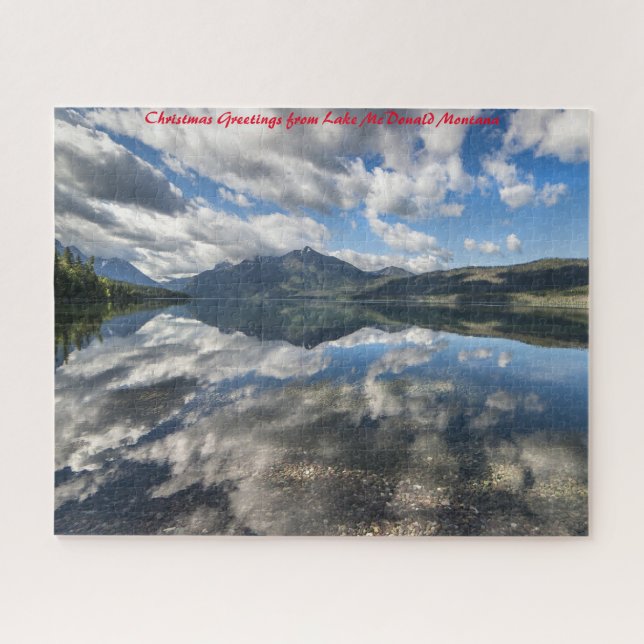 Lake McDonald Glacier Park .Christmas Greetings Jigsaw Puzzle (Horizontal)